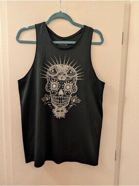 Reckless Running Mens Skull Design Black Tank Top L 100% Polyester USA Made